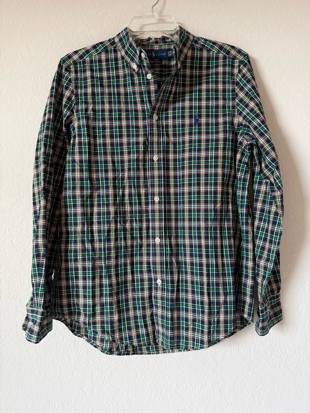 Ralph Lauren Navy and Green Plaid Button-Down Shirt